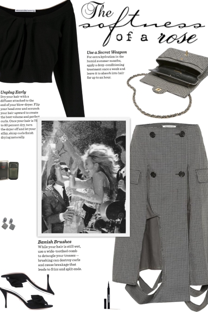 How to wear Deconstructed Houndstooth Midi Skirt!- Modna kombinacija