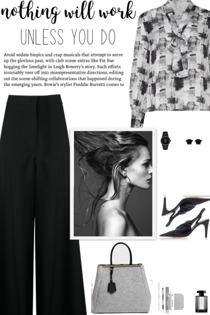 How to wear an Abstract Print Tie Neckline Blouse!- Fashion set