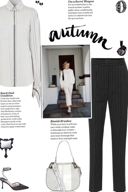 How to wear a Striped Logo Trim Long Sleeve Shirt!- Fashion set