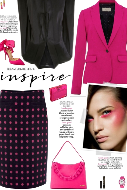 How to wear a Polka Dot Fitted Pencil Skirt!- combinação de moda