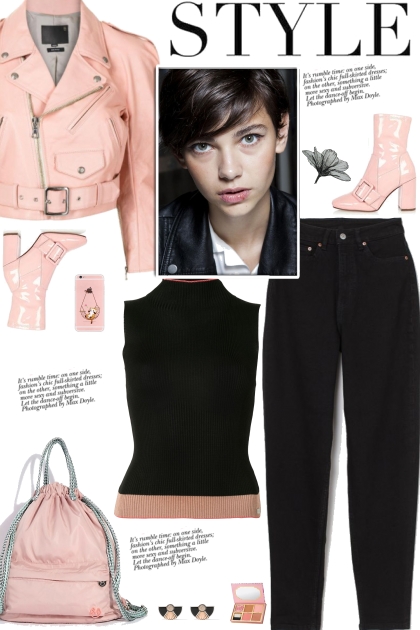 How to wear a Pink Faux Leather Biker Jacket!- コーディネート