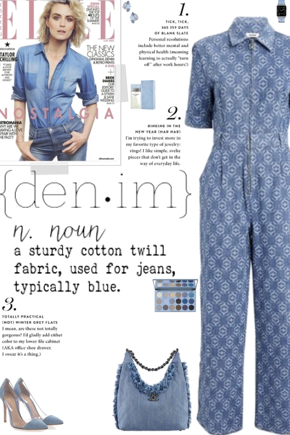 How to wear a Patterned Collar Denim Jumpsuit!- Modekombination