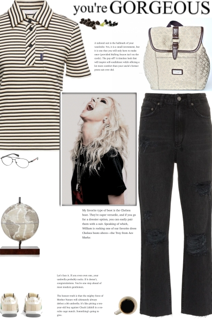 How to wear a Striped Cotton Buttoned T-Shirt!- combinação de moda