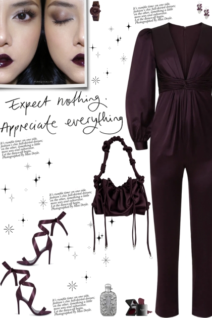 How to wear a Satin Polyester V-Neck Jumpsuit!- Modekombination
