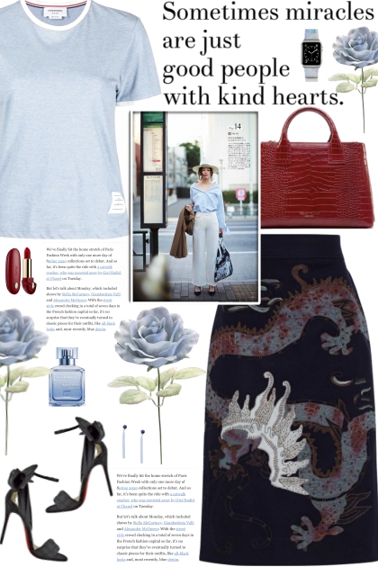 How to wear a Dragon Embroidered Pencil Skirt