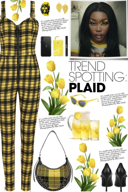 How to wear an All-Over Plaid Print Jumpsuit!- Modekombination