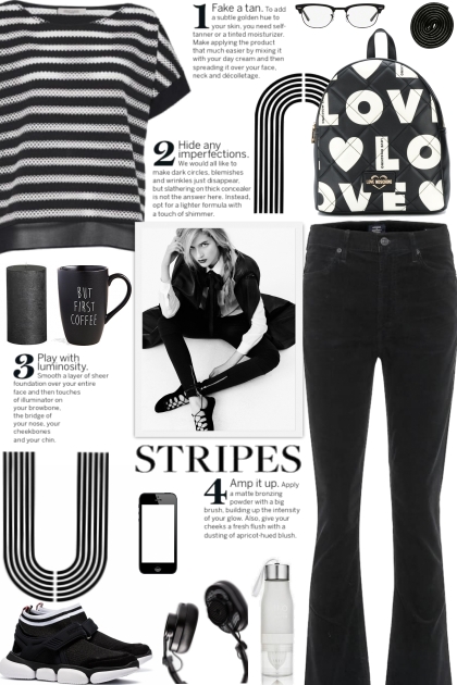 How to wear a Striped Short-Sleeve Layered Top!- combinação de moda