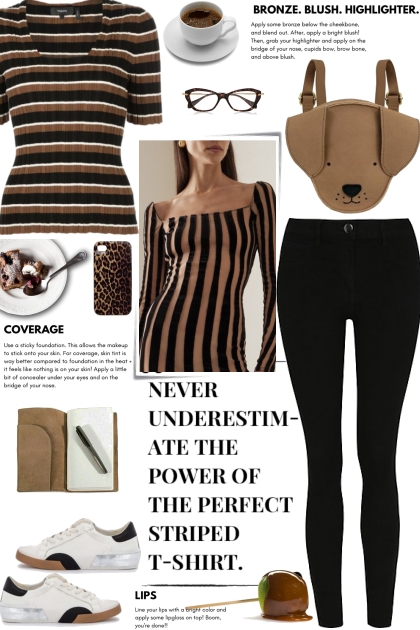 How to wear a Striped Cotton-Blend T-Shirt!- Combinaciónde moda