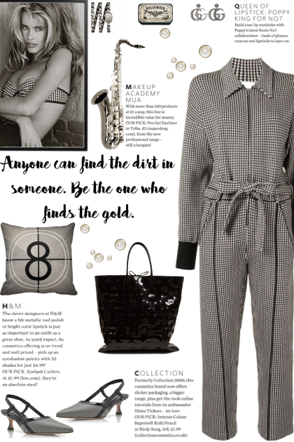 How to wear Check-Print Long-Sleeve Jumpsuit!