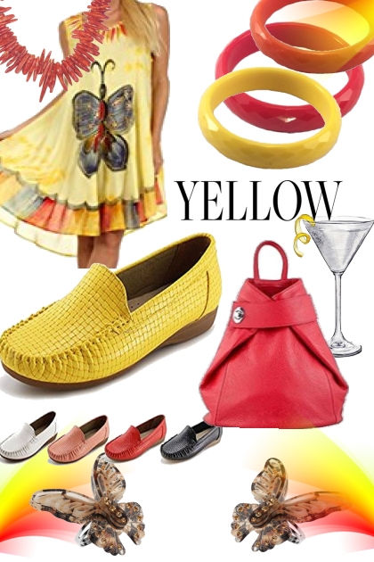 Dress Caftan Butterfly Yellow- Fashion set