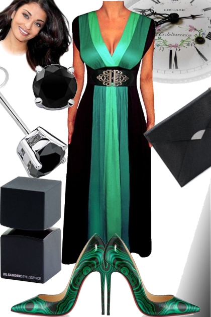 Ombre Dress Green Gown- Fashion set
