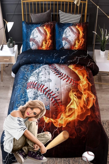 3D Bed Comforter: Baseball- combinação de moda