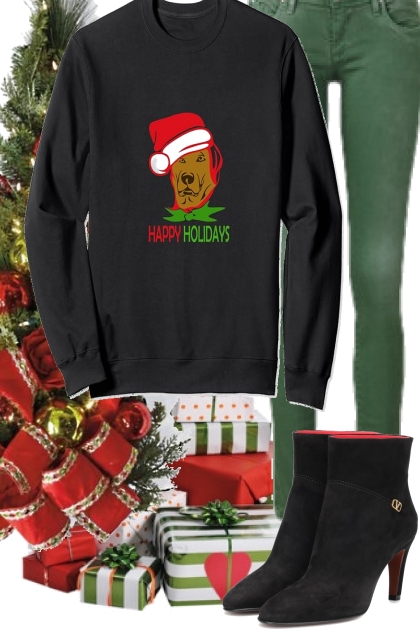Happy Holidays Dog Tshirt- combinação de moda