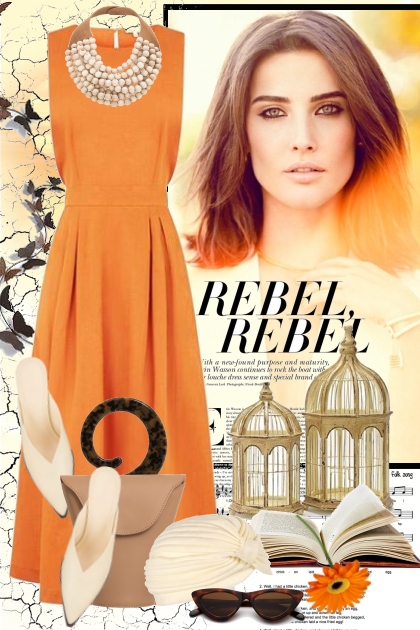 Orange dress- Модное сочетание