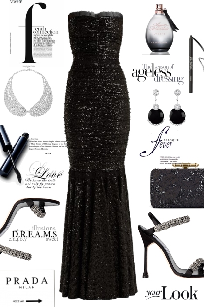 Black Evening Gown- Fashion set