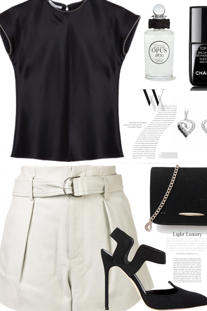 White Shorts and Black Heels- Модное сочетание