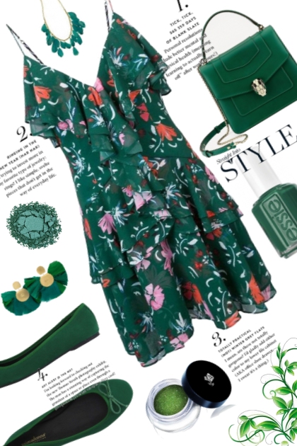 Green Florals 2- Modna kombinacija