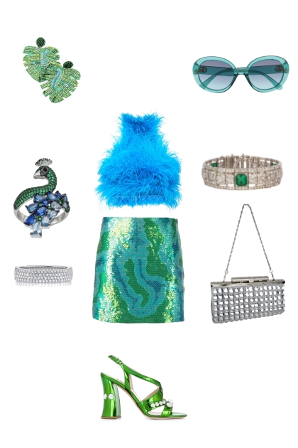 Blue Feather Look- Combinazione di moda