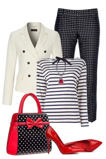 Matching prints in business-casual outfit- Fashion set