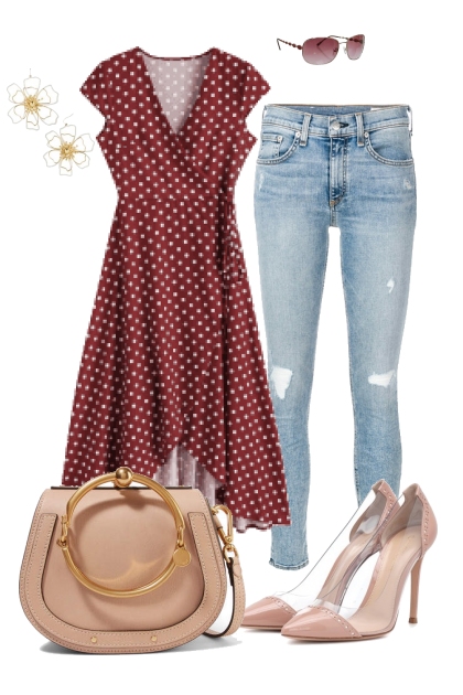 Dress over jeans- Modekombination