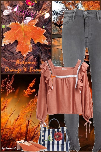 autumn orange n grey top 2 bottom- combinação de moda