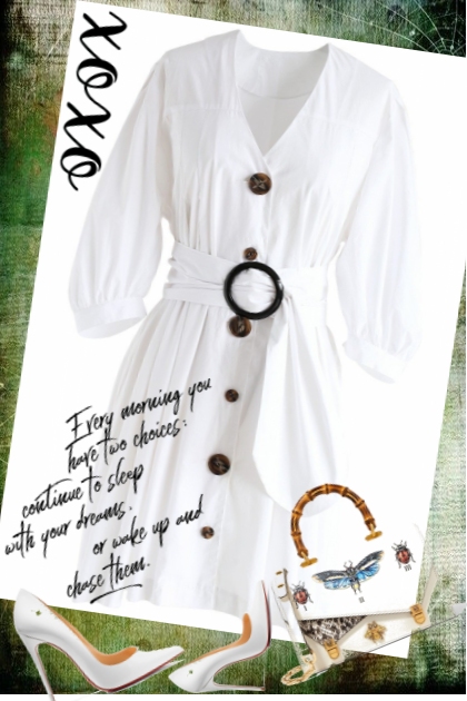 WHITE DRESS- combinação de moda