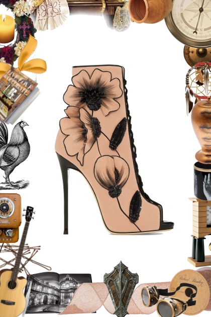 fall floral booties- Combinaciónde moda