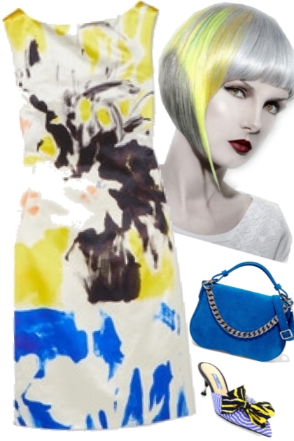 white ,yellow ,back and blue - Fashion set