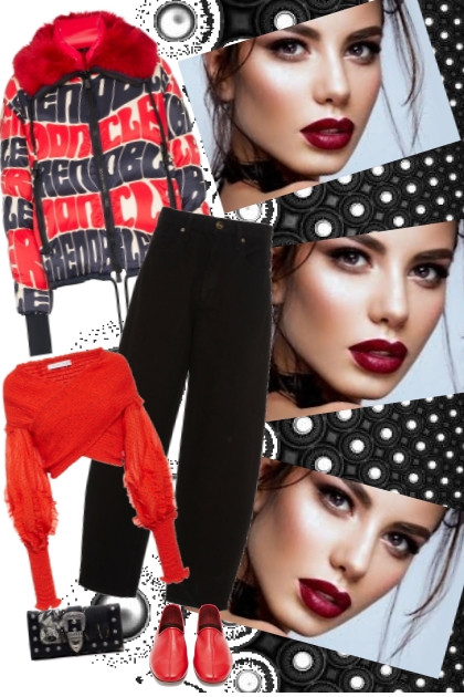 red n black n white is a right- Combinazione di moda