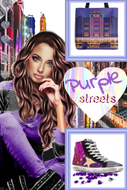 purple street style- コーディネート