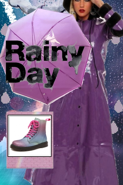 purple rain boots- コーディネート