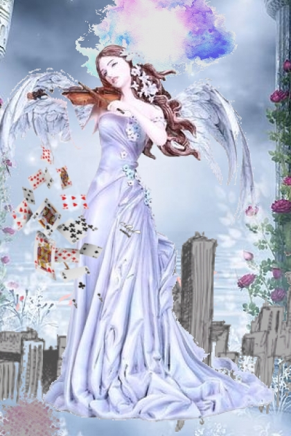 angel played her hand above the city- Combinaciónde moda