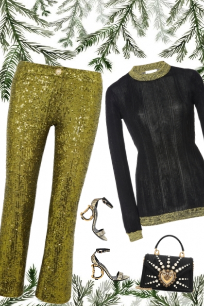 festive metallic green- Fashion set