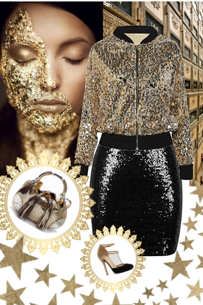 black&gold star dust- Combinazione di moda