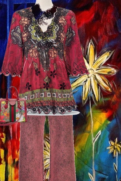 maroon floraks- Модное сочетание