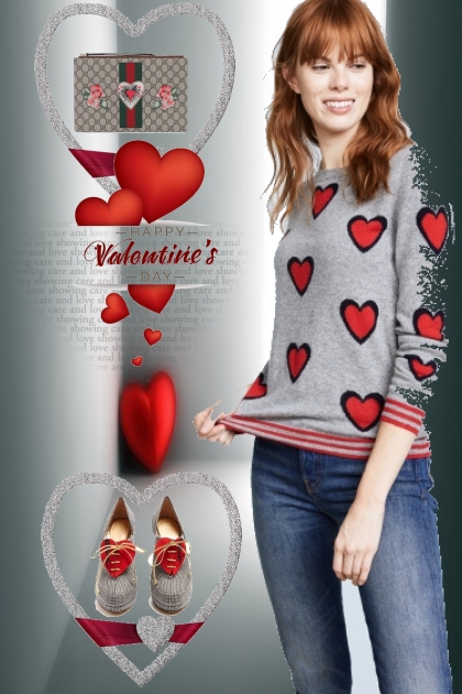 GRAPHIC VALENTINES DAY SWEATER N MORE- Modekombination