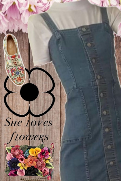 she loves flowers- Combinazione di moda