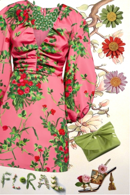 silky floral retro dress