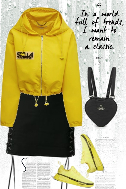 BLACK N YELLOW SPORTY LOOK - Modekombination