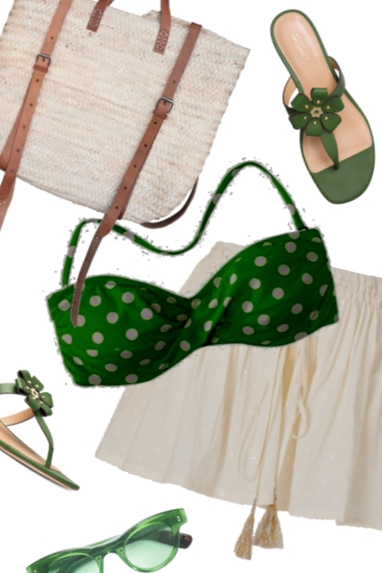 green polka dot bikini- Modna kombinacija