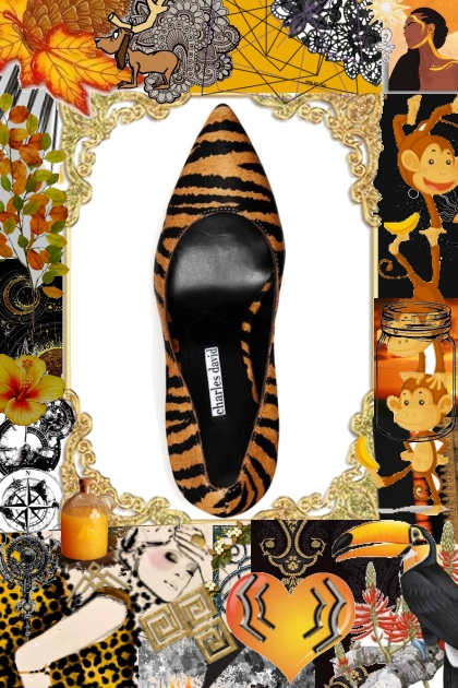 animal prints in orange n black- Fashion set