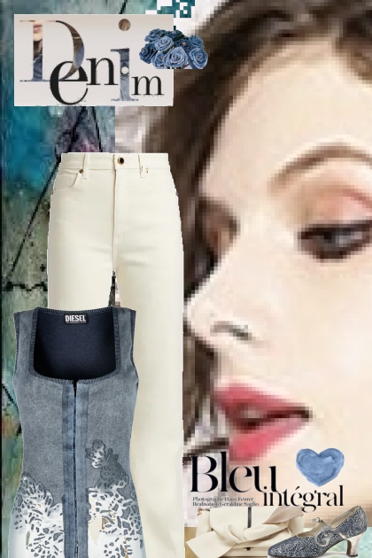 blue denim whites- Combinaciónde moda