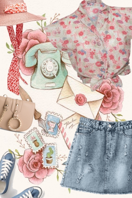 floral matched with denim - Kreacja