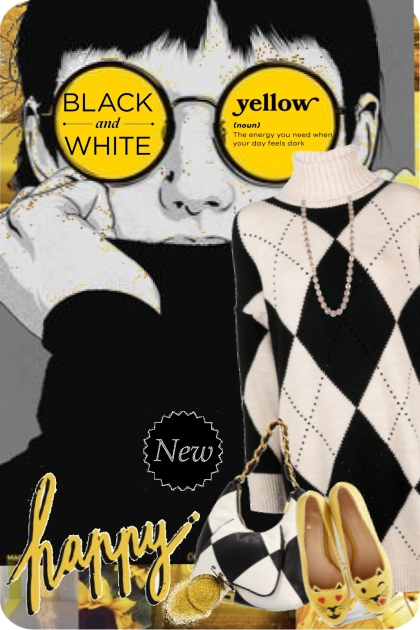 black , white n yellow- Modna kombinacija