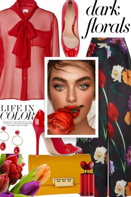 Dark Florals For Spring - Fashion set