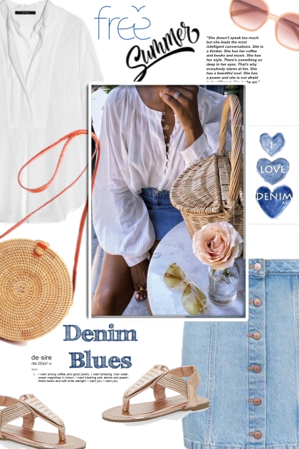 Denim Blues in Summer- Combinaciónde moda