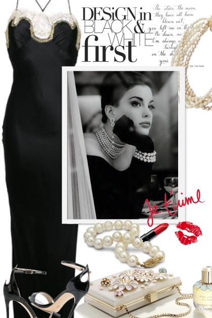 Classy Black and White Pearls- Combinaciónde moda