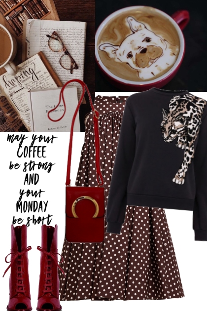 Happy Coffee Hour On Monday- Combinazione di moda