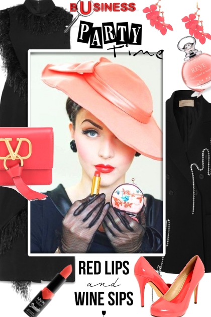 Red Lips and Wine Sips- Fashion set
