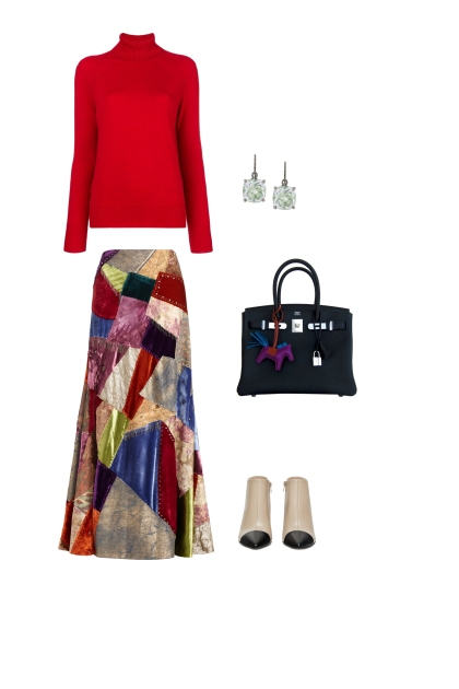 red pullover- Модное сочетание